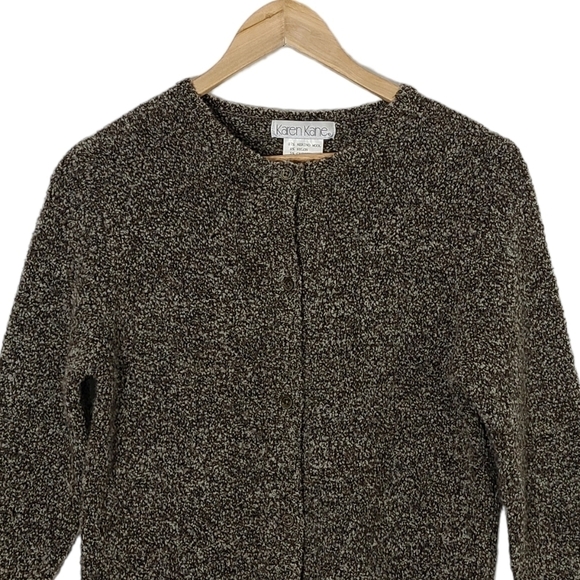 Vtg KAREN KANE Tweedy Cashmere and Merino Wool Blend Cardigan Women's Size M - Picture 3 of 10